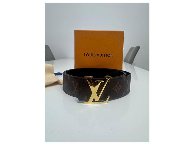 Cintura Louis Vuitton in pelle marrone chiaro e scuro Marrone scuro - vista 3