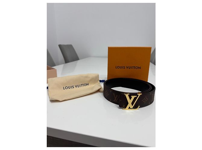 Cintura Louis Vuitton in pelle marrone chiaro e scuro Marrone scuro - vista 4