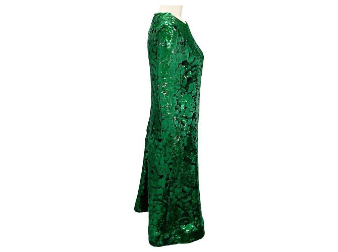 Abito da cocktail a maniche lunghe in paillettes giada di Prabal Gurung Verde - vista 2