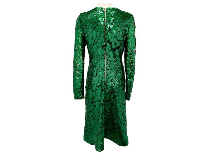 Abito da cocktail a maniche lunghe in paillettes giada di Prabal Gurung Verde - vista 3