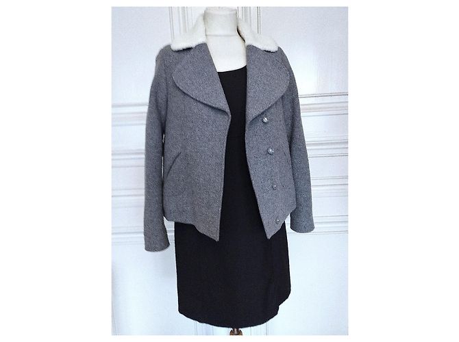 Ba&sh Abrigo Peacoat Corto de Lana TXS/S Gris - vista 10