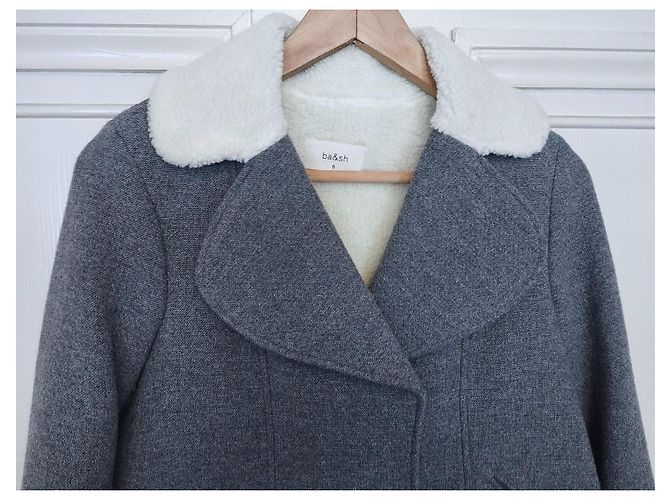 Ba&sh Abrigo Peacoat Corto de Lana TXS/S Gris - vista 11