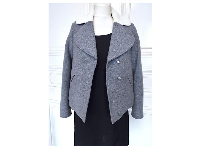 Ba&sh Abrigo Peacoat Corto de Lana TXS/S Gris - vista 13