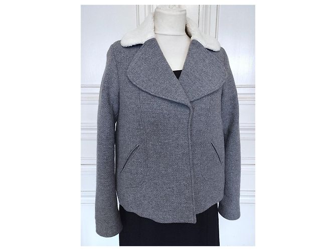 Ba&sh Abrigo Peacoat Corto de Lana TXS/S Gris - vista 14