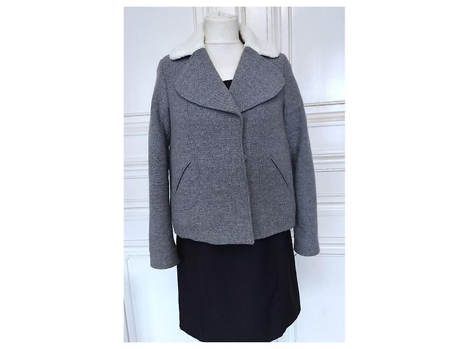 Ba&sh Abrigo Peacoat Corto de Lana TXS/S Gris - vista 4