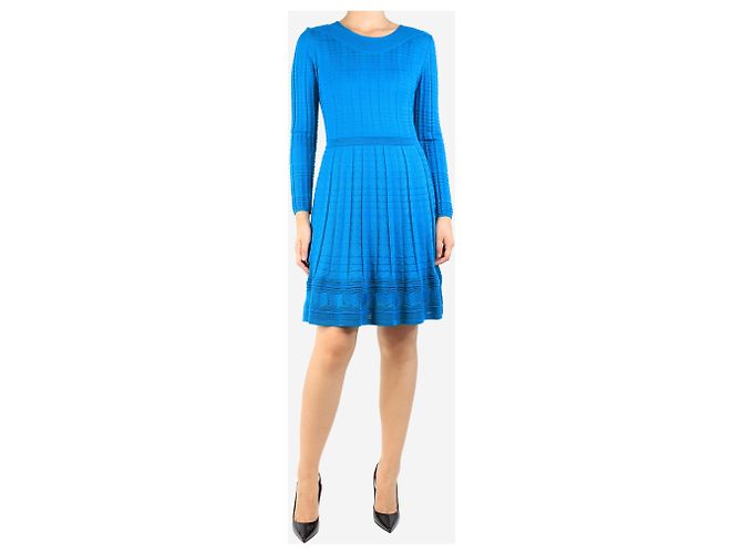 Missoni Blaues plissiertes Strickkleid - Größe UK 10 - Ansicht 3