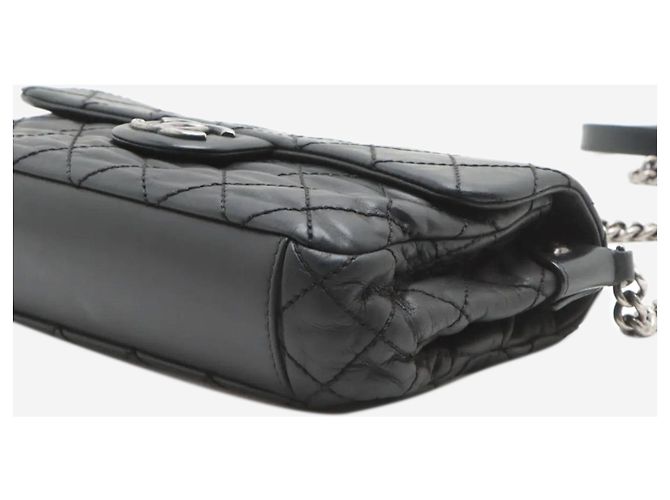 Chanel Borsa a spalla in pelle di agnello matelassé nera 2012 con catena Nero - vista 3