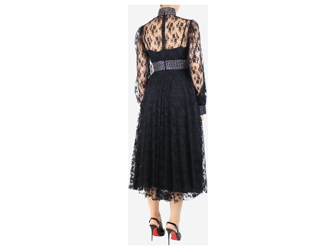 Christopher Kane Schwarzes, verziertes Blumenspitzenkleid - Größe UK 8 - Ansicht 2