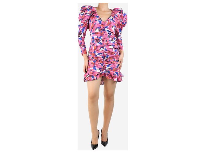 Isabel Marant Abito mini arricciato stampato rosa - taglia UK 10 - vista 2