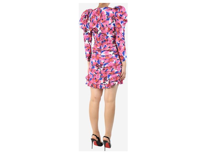 Isabel Marant Abito mini arricciato stampato rosa - taglia UK 10 - vista 3