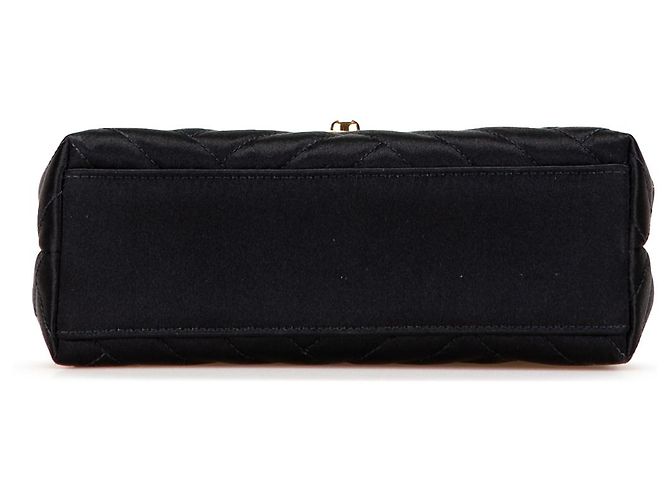 Chanel Schwarze Mini Quadrat Diagonal Gequiltete Satin Einzelflap - Ansicht 3