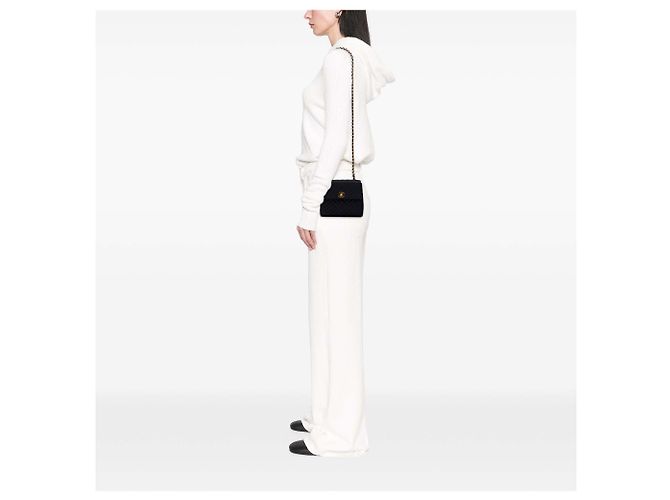 Chanel Schwarze Mini Quadrat Diagonal Gequiltete Satin Einzelflap - Ansicht 9