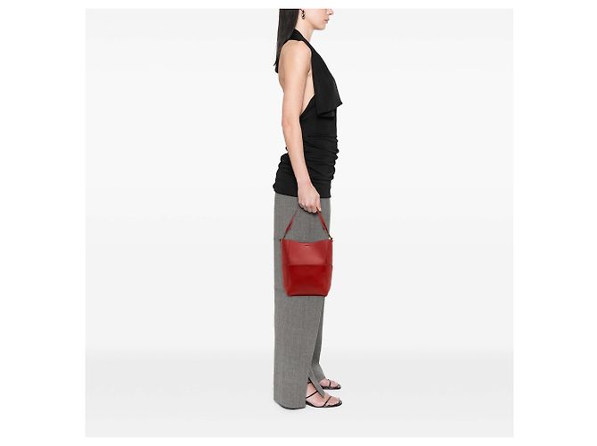 Céline Borsa a secchiello media in pelle rossa Celine con tracolla Rosso - vista 10