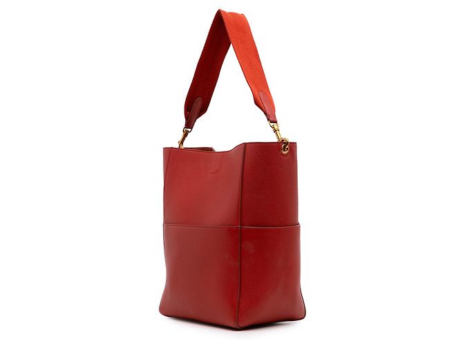 Céline Borsa a secchiello media in pelle rossa Celine con tracolla Rosso - vista 2