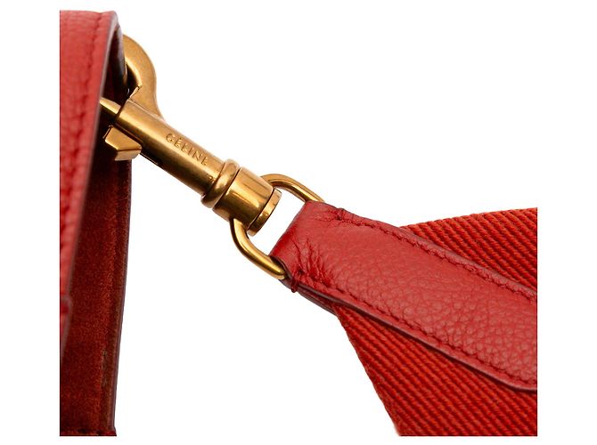 Céline Borsa a secchiello media in pelle rossa Celine con tracolla Rosso - vista 9