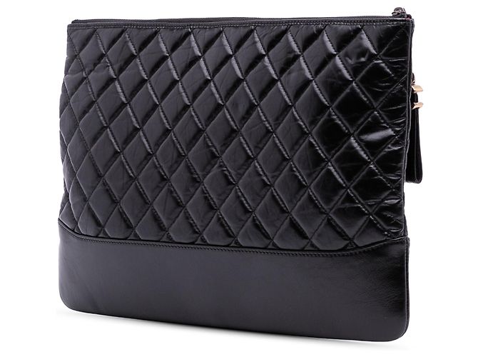 Chanel Nero Grande Clutch Gabrielle O in Pelle Invecchiata - vista 2