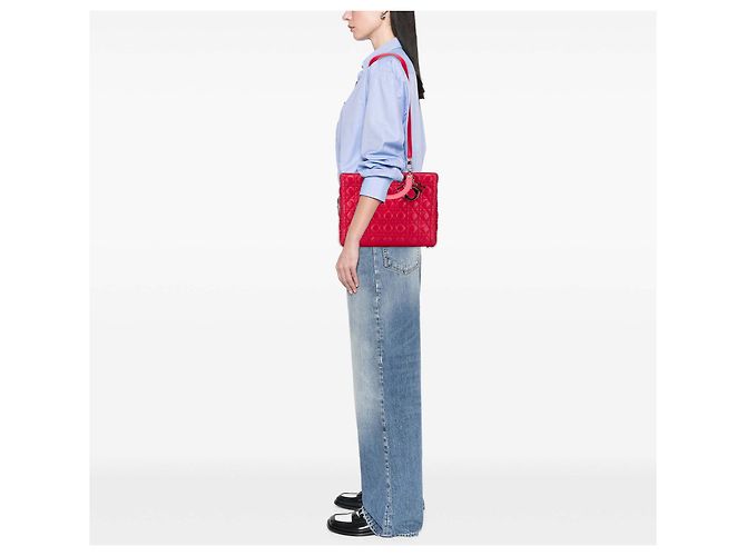 Dior Rot Große Lammleder Cannage Lady Dior - Ansicht 10