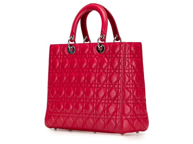 Dior Rot Große Lammleder Cannage Lady Dior - Ansicht 2