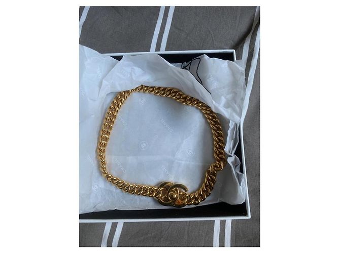 Collana Choker Chanel Modello Torciglione Dorata D'oro - vista 4