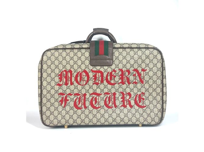 Borsa da viaggio Gucci GG Supreme Angry Cat Snake Patch Multicolore Beige - vista 2
