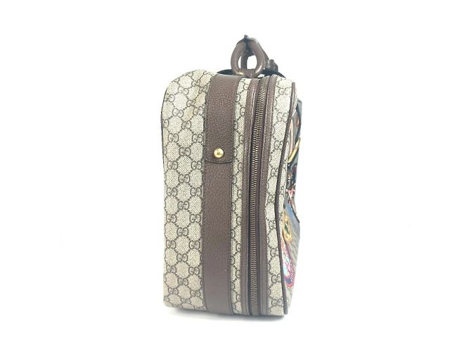 Borsa da viaggio Gucci GG Supreme Angry Cat Snake Patch Multicolore Beige - vista 4
