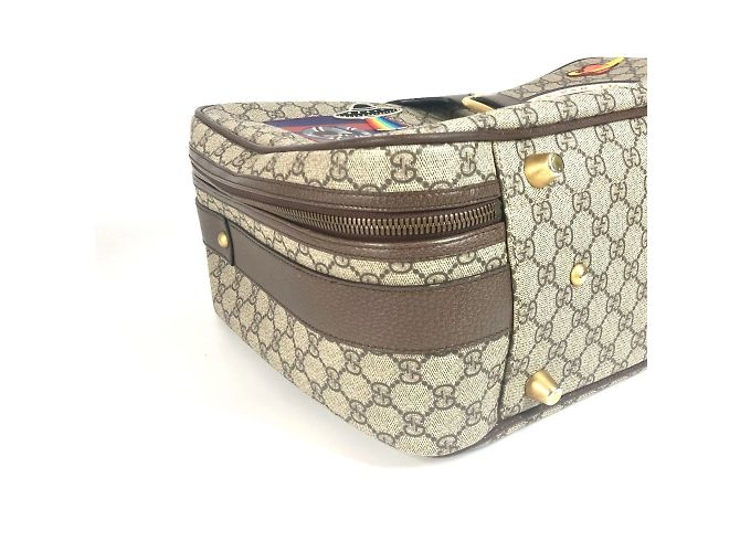 Borsa da viaggio Gucci GG Supreme Angry Cat Snake Patch Multicolore Beige - vista 7