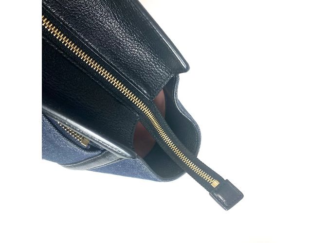 Borsa in denim e pelle Salvatore Ferragamo Nero Blu - vista 10