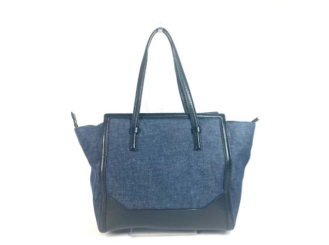 Borsa in denim e pelle Salvatore Ferragamo Nero Blu - vista 2