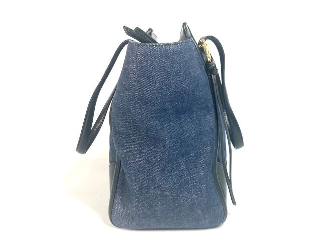 Borsa in denim e pelle Salvatore Ferragamo Nero Blu - vista 4