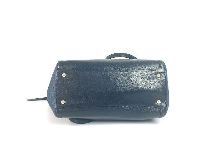 Borsa in denim e pelle Salvatore Ferragamo Nero Blu - vista 5