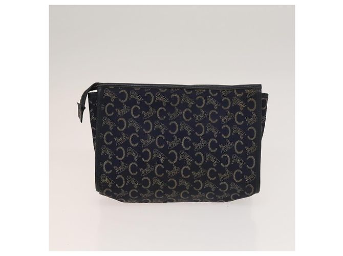 Céline Borsa Clutch in Tela Macadam CELINE PVC 3Set Marrone Beige Blu Marino Auth bs28179 Blu navy - vista 10