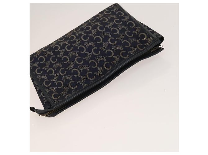 Céline Borsa Clutch in Tela Macadam CELINE PVC 3Set Marrone Beige Blu Marino Auth bs28179 Blu navy - vista 12