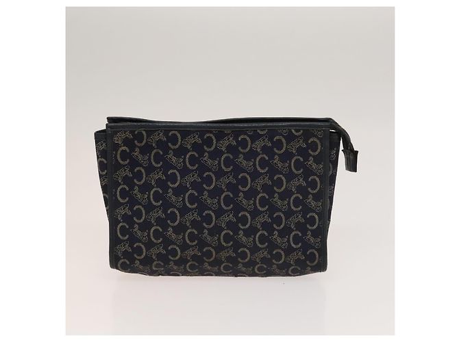 Céline Borsa Clutch in Tela Macadam CELINE PVC 3Set Marrone Beige Blu Marino Auth bs28179 Blu navy - vista 9