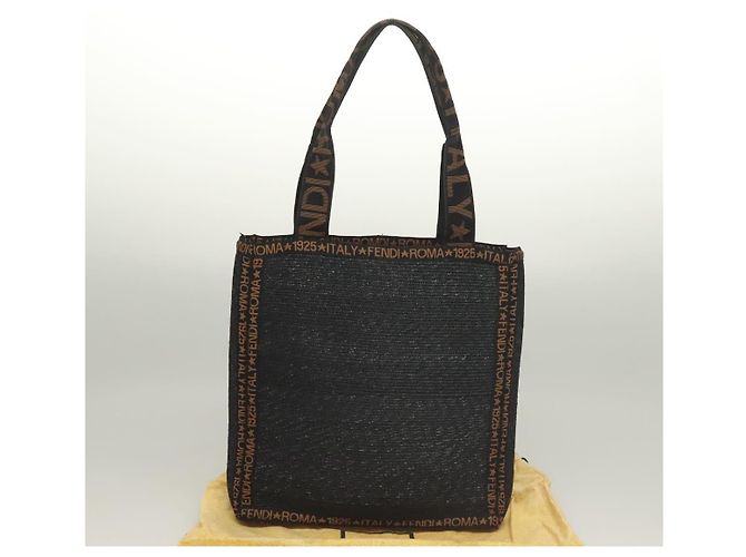 FENDI Tote Bag aus Stroh Schwarz Auth yk18835 - Ansicht 12