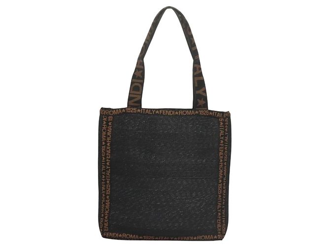 FENDI Tote Bag aus Stroh Schwarz Auth yk18835 - Ansicht 13