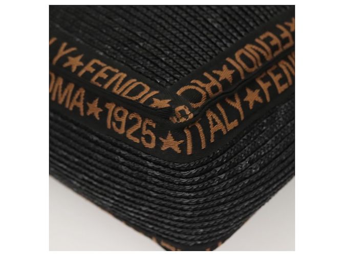 FENDI Tote Bag aus Stroh Schwarz Auth yk18835 - Ansicht 14