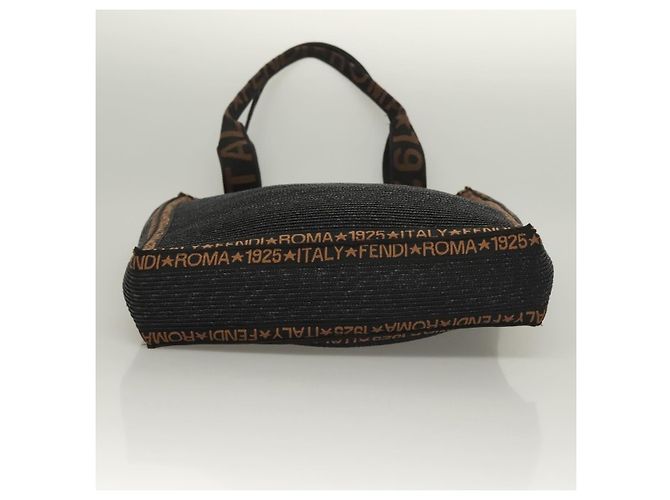 FENDI Tote Bag aus Stroh Schwarz Auth yk18835 - Ansicht 5