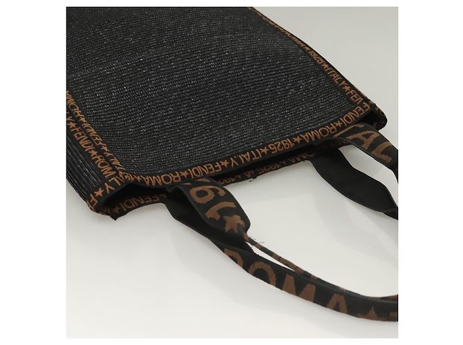 FENDI Tote Bag aus Stroh Schwarz Auth yk18835 - Ansicht 6