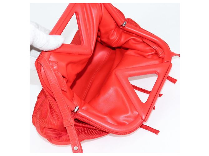 Autre Marque BOTTEGA VENETA Borsa a Mano Point Nylon 2 vie Rossa Oro Auth 132561M Rosso D'oro - vista 10
