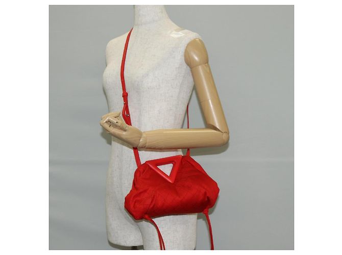 Autre Marque BOTTEGA VENETA Borsa a Mano Point Nylon 2 vie Rossa Oro Auth 132561M Rosso D'oro - vista 20