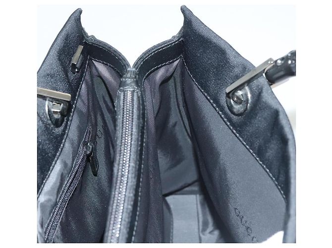 Bolsa de mão em nylon preto e prata Gucci Bamboo 002 1016 Auth ep9594 - vista 23