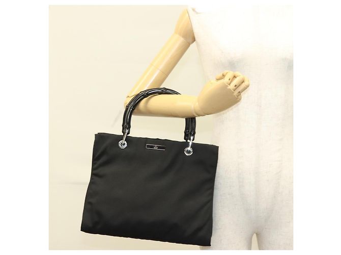 Bolsa de mão em nylon preto e prata Gucci Bamboo 002 1016 Auth ep9594 - vista 25