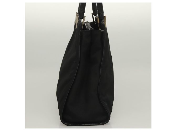 Bolsa de mão em nylon preto e prata Gucci Bamboo 002 1016 Auth ep9594 - vista 3