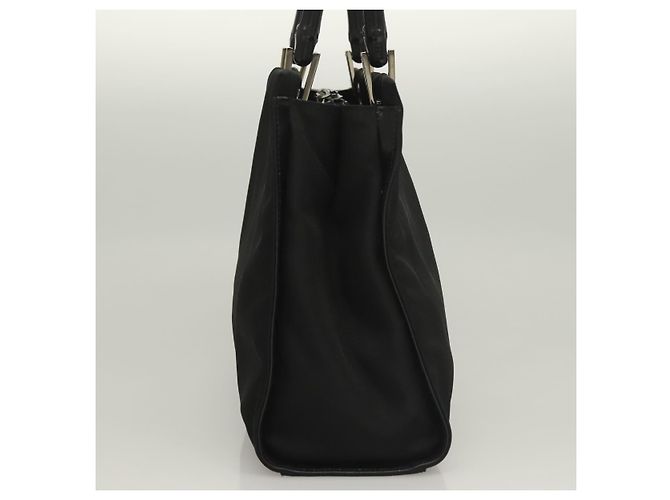 Bolsa de mão em nylon preto e prata Gucci Bamboo 002 1016 Auth ep9594 - vista 4