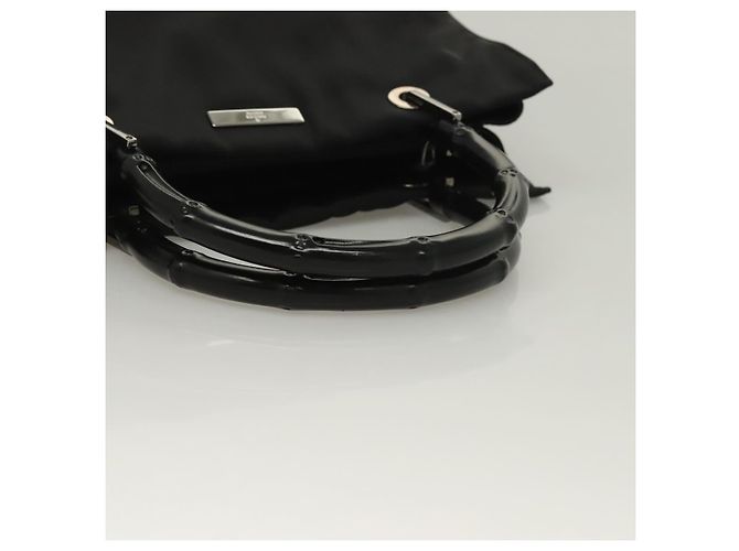 Bolsa de mão em nylon preto e prata Gucci Bamboo 002 1016 Auth ep9594 - vista 7