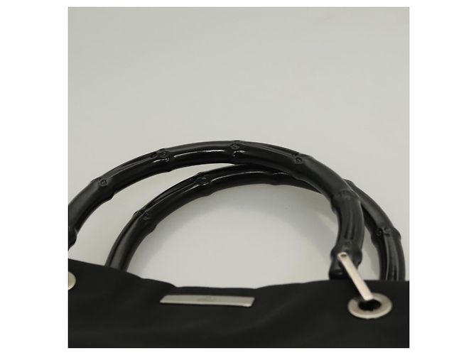 Bolsa de mão em nylon preto e prata Gucci Bamboo 002 1016 Auth ep9594 - vista 8