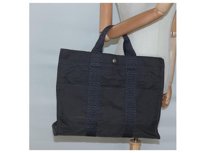Hermès HERMES Her Line MM Tote Tasche Canvas Grau Silber Auth 132513 Braun - Ansicht 19