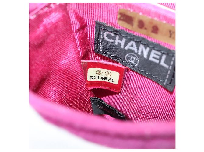 CHANEL Borsa a Spalla Choco Bar con Catena in Camoscio Rosa CC Auth 135452 - vista 12