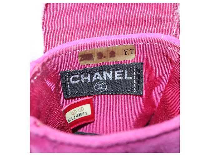 CHANEL Borsa a Spalla Choco Bar con Catena in Camoscio Rosa CC Auth 135452 - vista 18