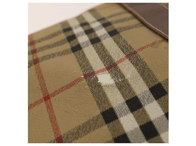 Autre Marque Borsa Boston Burberrys Nova Check in pelle PVC 2 vie beige oro Auth 131032 D'oro - vista 10